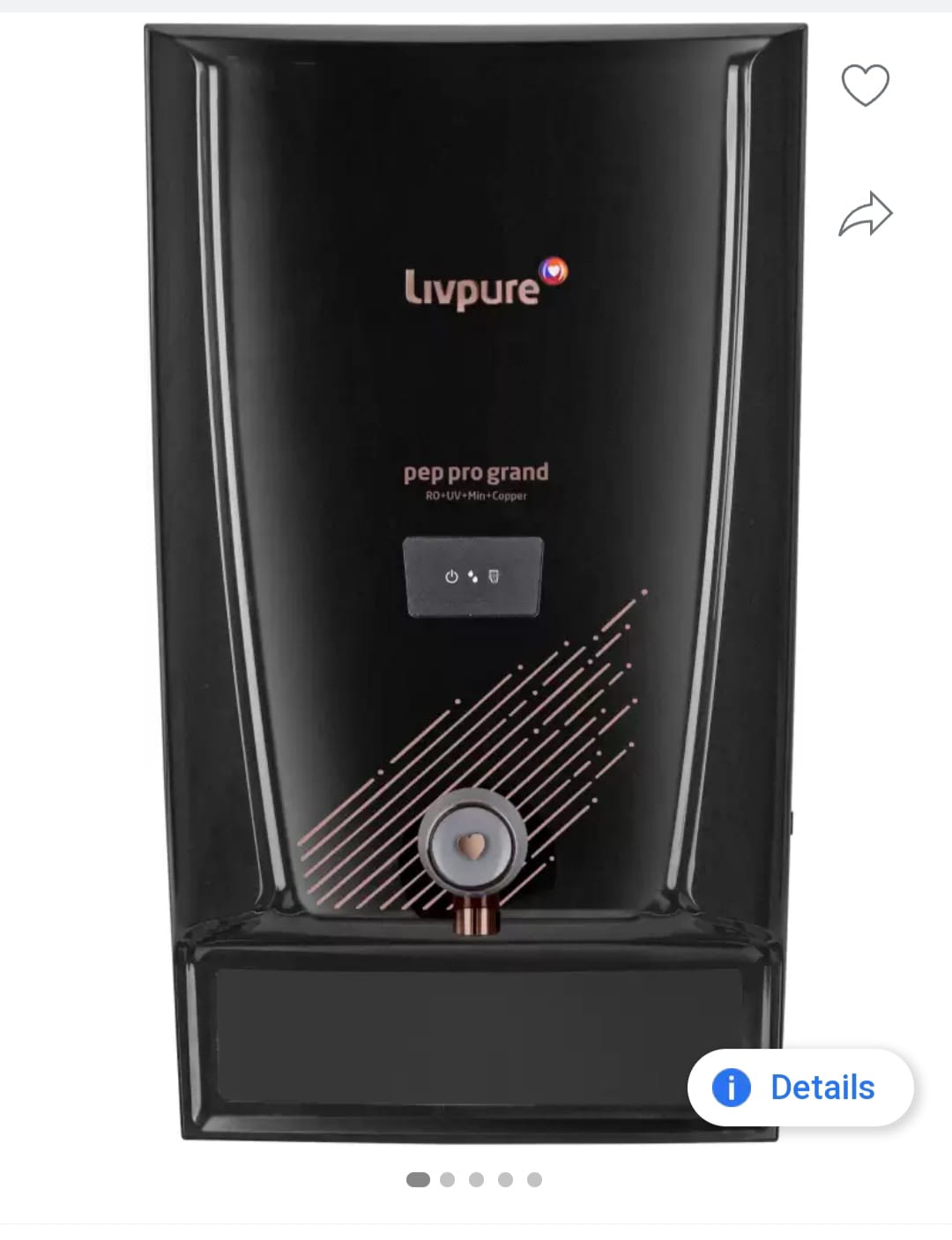Livpure PEP PRO GRAND RO+UV+MINERAL+COPPER WITH 7 LTRS STORAGE CAPACITY